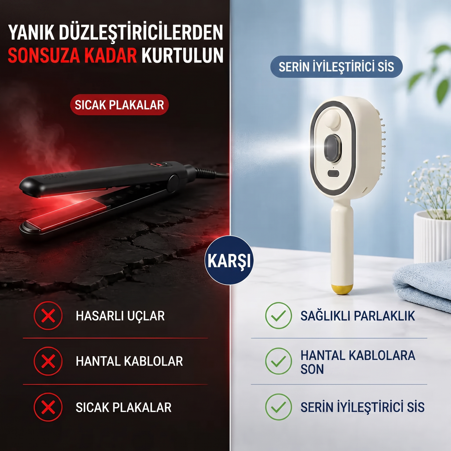 Before Nine™ Buharlı Saç Bakım Fırçası